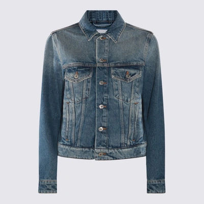 Shop Off-white Blue Cotton Denim Jacket In Vintage Blue