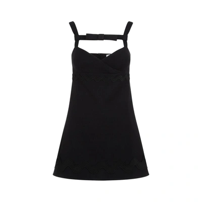 Shop Patou Contrasted Braid Bow Mini Dress In Black