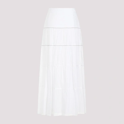Shop Peserico Monile Voile Cotton Skirt In White