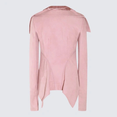 Shop Rick Owens Dusty Pink Leather Jacket