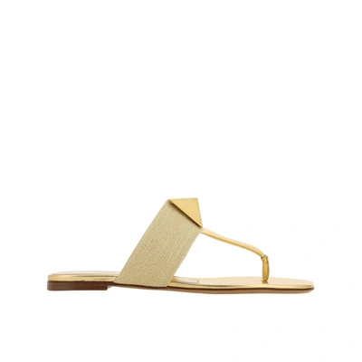 Shop Valentino Thong Flats Sandals In Gold