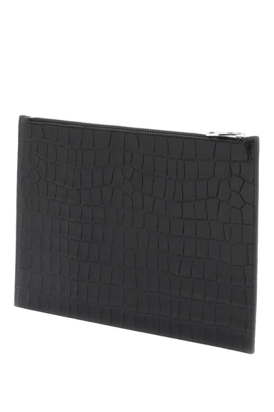Shop Alexander Mcqueen Leather Flat Pouch In Black