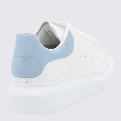 Shop Alexander Mcqueen White Leather Oversize Sneakers In White/powder Blue