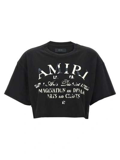 Shop Amiri 'distressed Arts District' Cropped T-shirt In Black