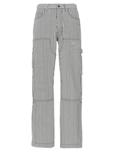 Amiri Striped Cotton Carpenter Pant In White/black