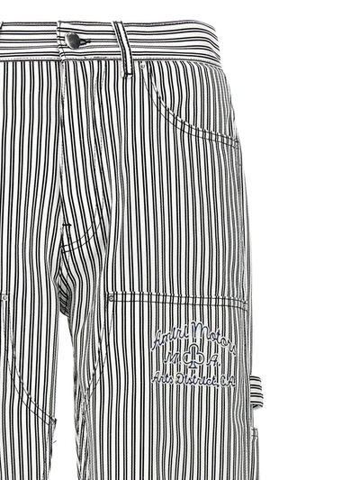 Amiri Striped Cotton Carpenter Pant In White/black