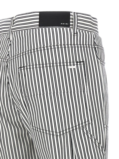 Amiri Striped Cotton Carpenter Pant In White/black