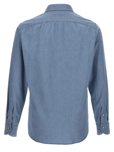 Shop Borriello Chambray Shirt In Blue