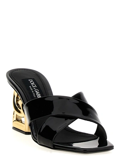 Shop Dolce & Gabbana Logo Heel Mules In Black