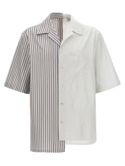 Lanvin Striped Asymmetric Cotton Shirt In Multicolor