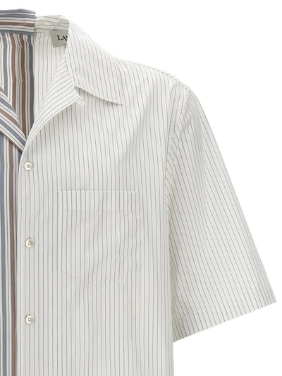 Lanvin Striped Asymmetric Cotton Shirt In Multicolor