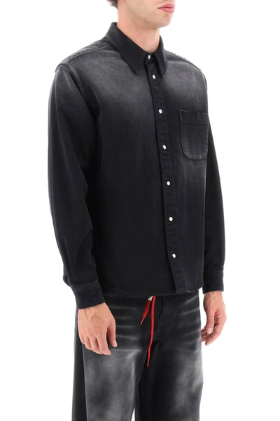 Shop Marni Bleached Denim Shirt In Black