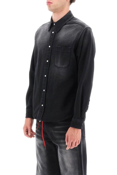 Shop Marni Bleached Denim Shirt In Black