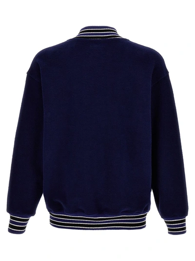 Shop Rhude 'quarter Zip Varsity' Sweatshirt In Blue