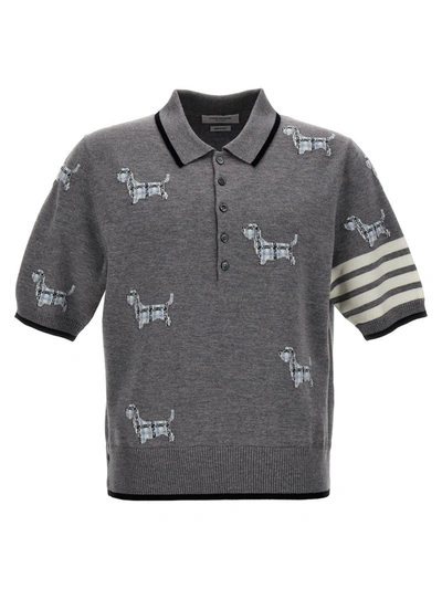 Shop Thom Browne 'hector' Polo Shirt In Gray