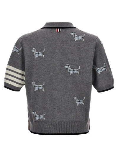 Shop Thom Browne 'hector' Polo Shirt In Gray