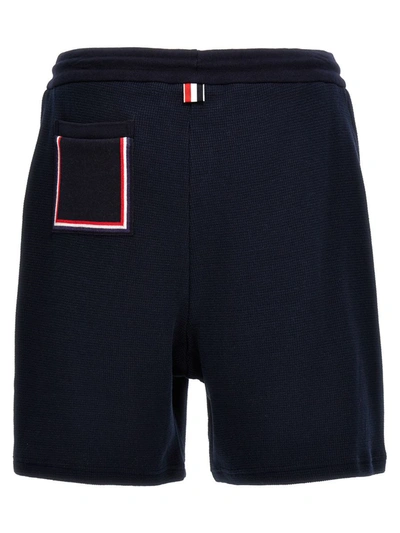 Shop Thom Browne Cotton Knit Bermuda Shorts In Blue