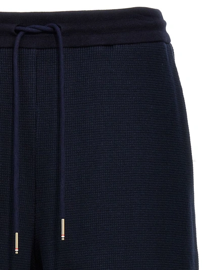 Shop Thom Browne Cotton Knit Bermuda Shorts In Blue