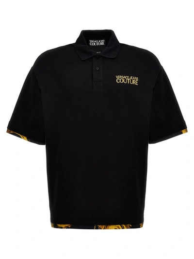 Shop Versace Jeans Couture 'barocco' Polo Shirt In Black