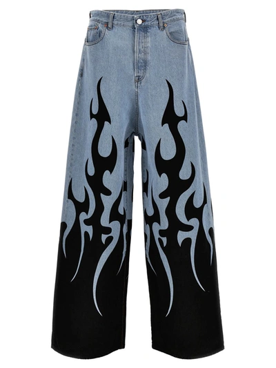 Shop Vetements 'fire Big Shape' Jeans In Multicolor