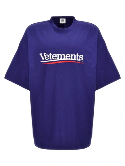 Shop Vetements 'campaign Logo' T-shirt In Blue