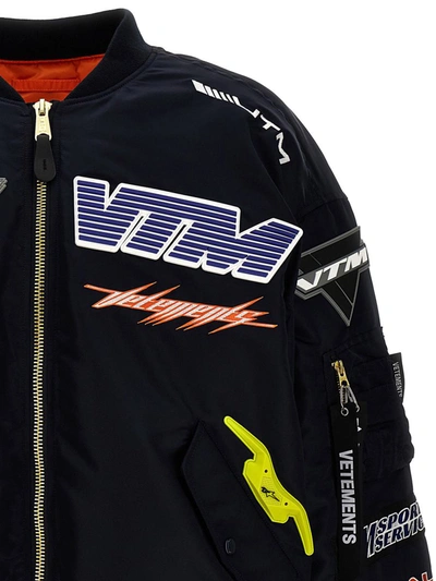 Shop Vetements X Alpha Industries 'racing' Bomber Jacket In Blue