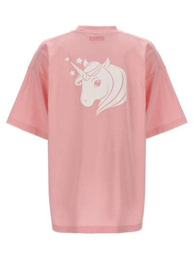 Shop Vetements 'unicorn' T-shirt In Pink
