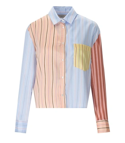 Shop Weekend Max Mara Suez Cielo Striped Shirt In Blue