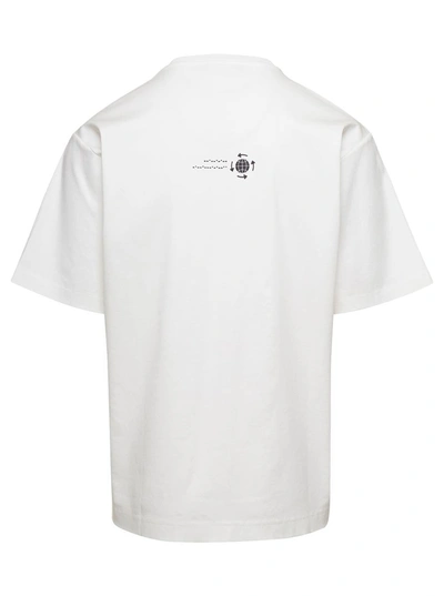 Shop Dolce & Gabbana White Crewneck T-shirt With Contrasting Logo Print In Cotton Man