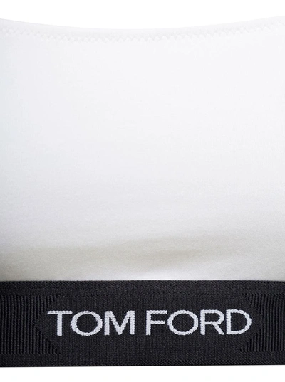 Shop Tom Ford White And Black Bralette With Contrasting Logo Print In Stretch Modal Woman