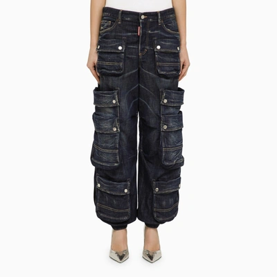 Shop Dsquared2 | Navy Blue Denim Cargo Jeans