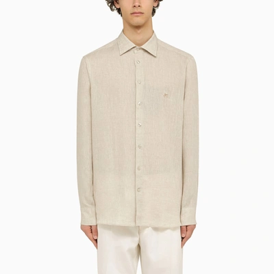 Shop Etro Ivory Linen Shirt In White