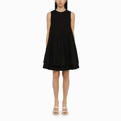 Shop Loewe Black Double-layer Silk And Wool Dress