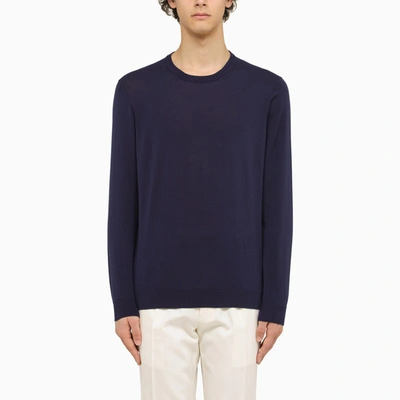 Shop Drumohr | Blue Cotton Crewneck Sweater