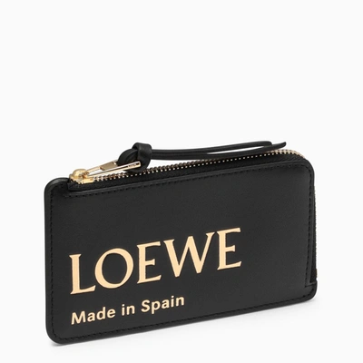 Shop Loewe Black Leather Coin Purse With Logo