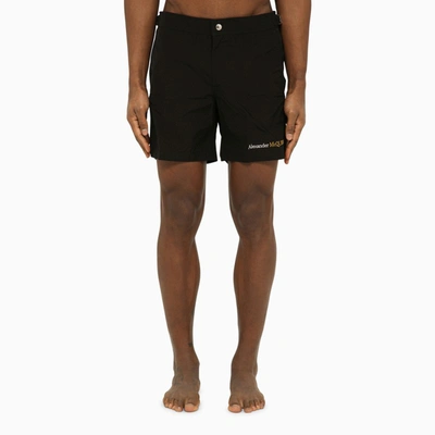 Shop Alexander Mcqueen | Black Swim Shorts With Logo
