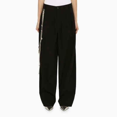 Shop Darkpark | Phebe Black Cotton Wide Trousers With Chains
