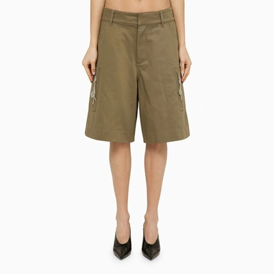 Shop Darkpark Nina Military Green Cotton Cargo Shorts