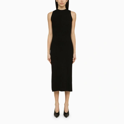Shop Ivy & Oak Black Viscose Ribbed Midi Dress