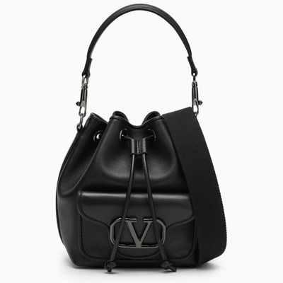 Shop Valentino Locò Black Leather Bucket