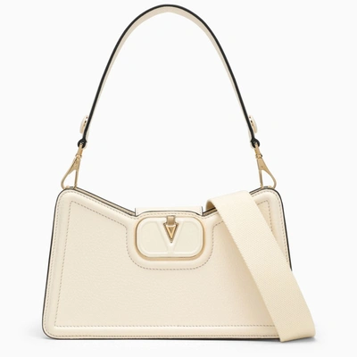 Shop Valentino Garavani | Vlogo Ivory Shoulder Bag In Garnet Calfskin In White