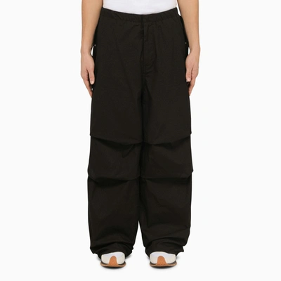 Shop Jil Sander Black Oversize Cotton Trousers In Beige