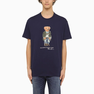 Shop Polo Ralph Lauren Polo Bear Newport Blue Classic-fit T-shirt
