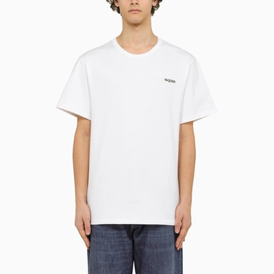 Shop Alexander Mcqueen White T-shirt With Logo Embroidery