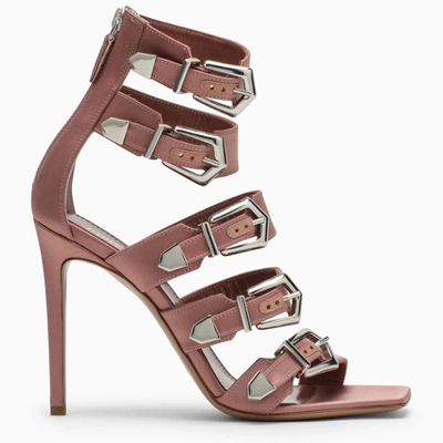 Shop Paris Texas Ursula 105 High Sandal In Dark Pink Satin