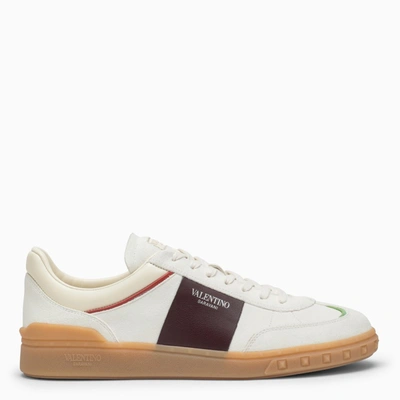 Shop Valentino Upvillage Ivory Leather Low Top Trainer In White