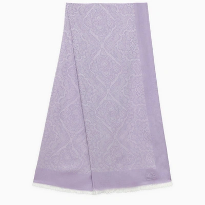 Shop Etro Lilac Cotton Blend Scarf In Purple