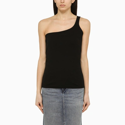 Shop Isabel Marant Black One-shoulder Cotton Tank Top