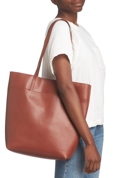 Shop Madewell The Essential Leather Tote In Warm Cinnamon