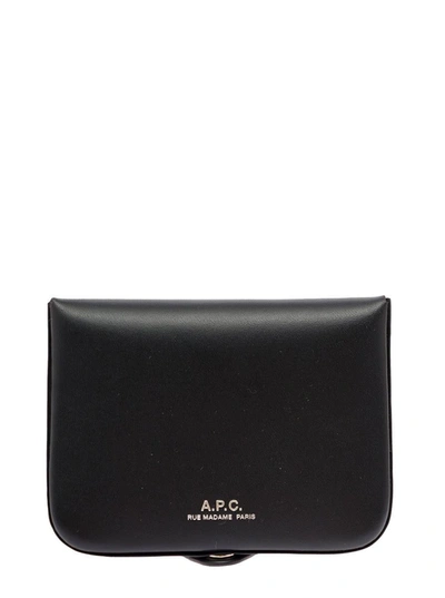 Shop Apc A.p.c Man''s Rigid Leather Card Holder With Logo In Black